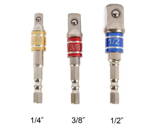 Darbeli Soket Adaptör Seti 1/4” 3/8” 1/2” Altıgen Şaft Çok Renkli